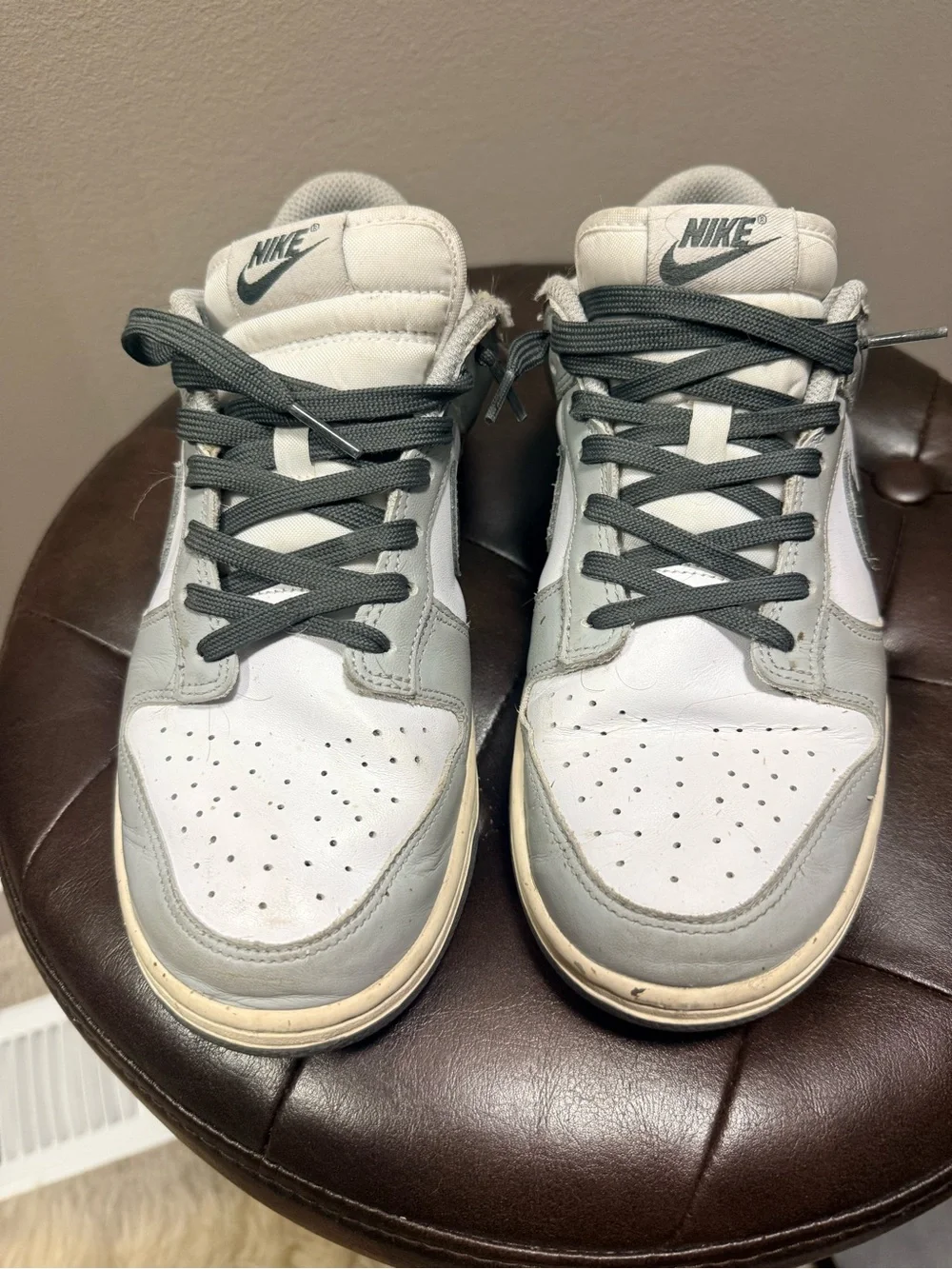 Nike White and Gray Low-Top Sneakers